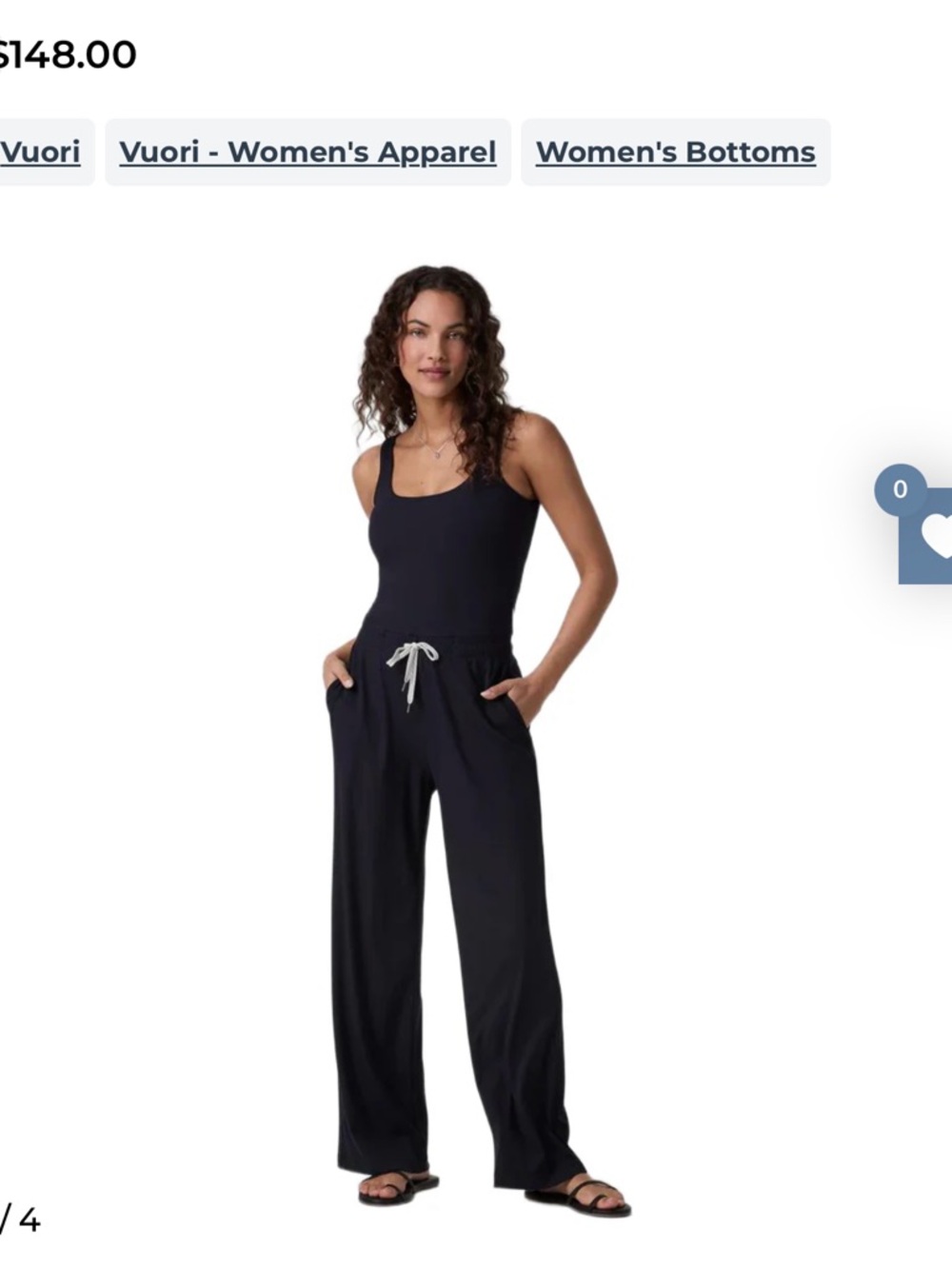 Vuori Black Wide-Leg Drawstring Lounge Pants